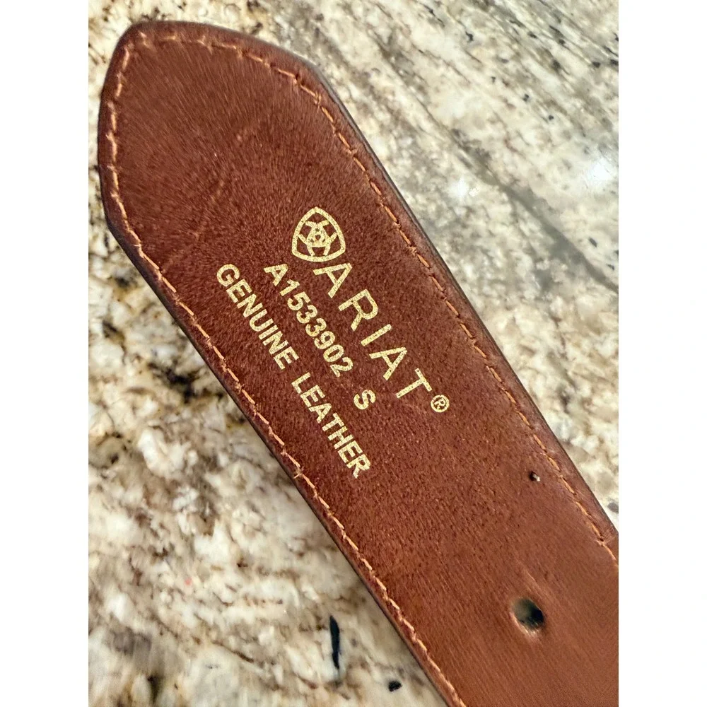 Ariat Womens Dark Brown Tooled Leather Western Belt Sunflower Conchos A1533902 S